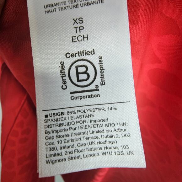 Athleta Shirt Women XS Red Urbanite Textured Top Button Up Collared Neck Vented - Picture 9 of 10